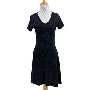 Svaha Dress Womens 6 Black White Organic Cotton Constellations Glow In The Dark